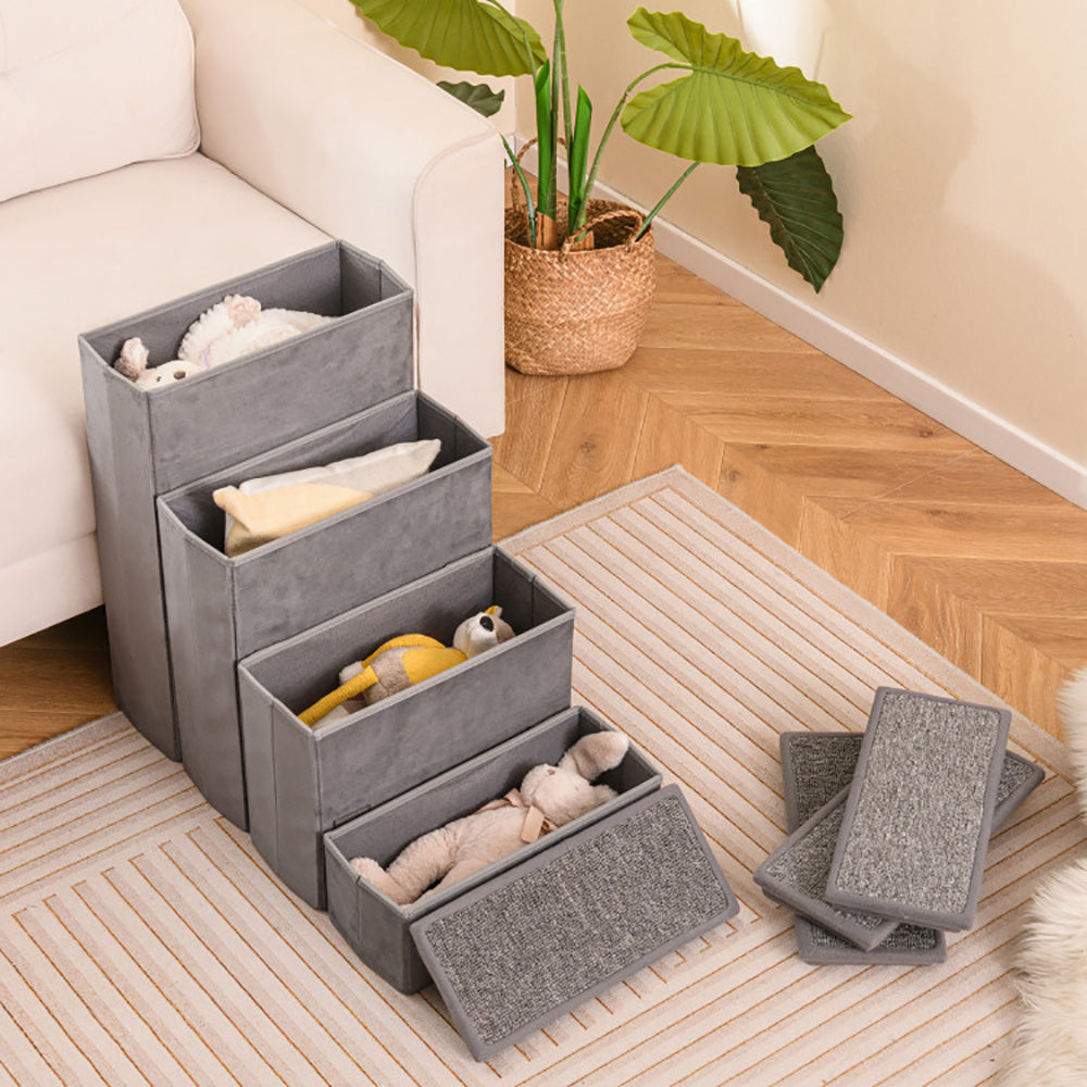 4-Step Foldable Dog Stairs with Adjustable Height