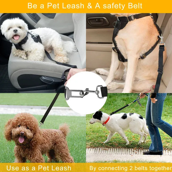 Adjustable Pet Seat Belt Leash – 2-Pack Safety Leads for Dogs