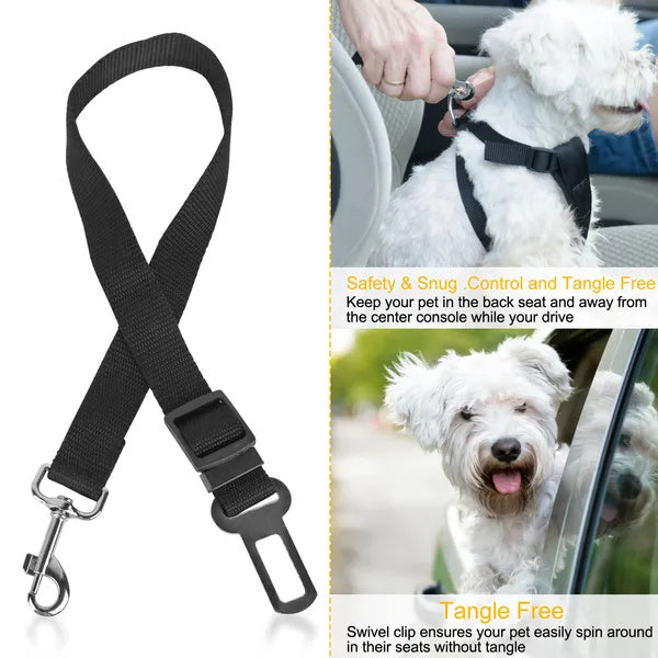 Adjustable Pet Seat Belt Leash – 2-Pack Safety Leads for Dogs