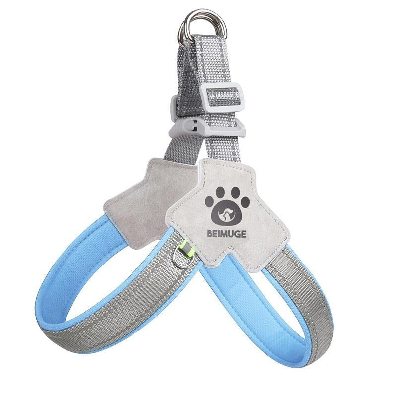 Adjustable No-Pull Pet Harness with Leather Leash – Comfortable & Reflective
