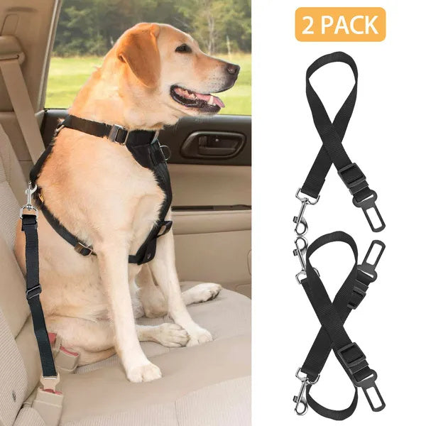 Adjustable Pet Seat Belt Leash – 2-Pack Safety Leads for Dogs
