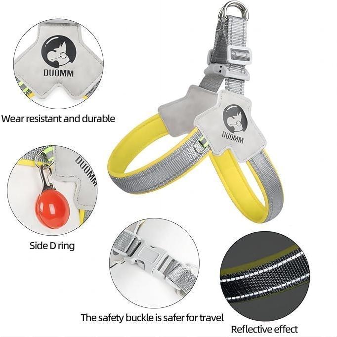 Adjustable No-Pull Pet Harness with Leather Leash – Comfortable & Reflective