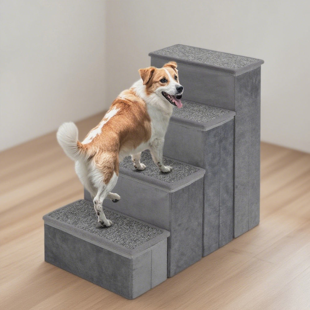 4-Step Foldable Dog Stairs with Adjustable Height