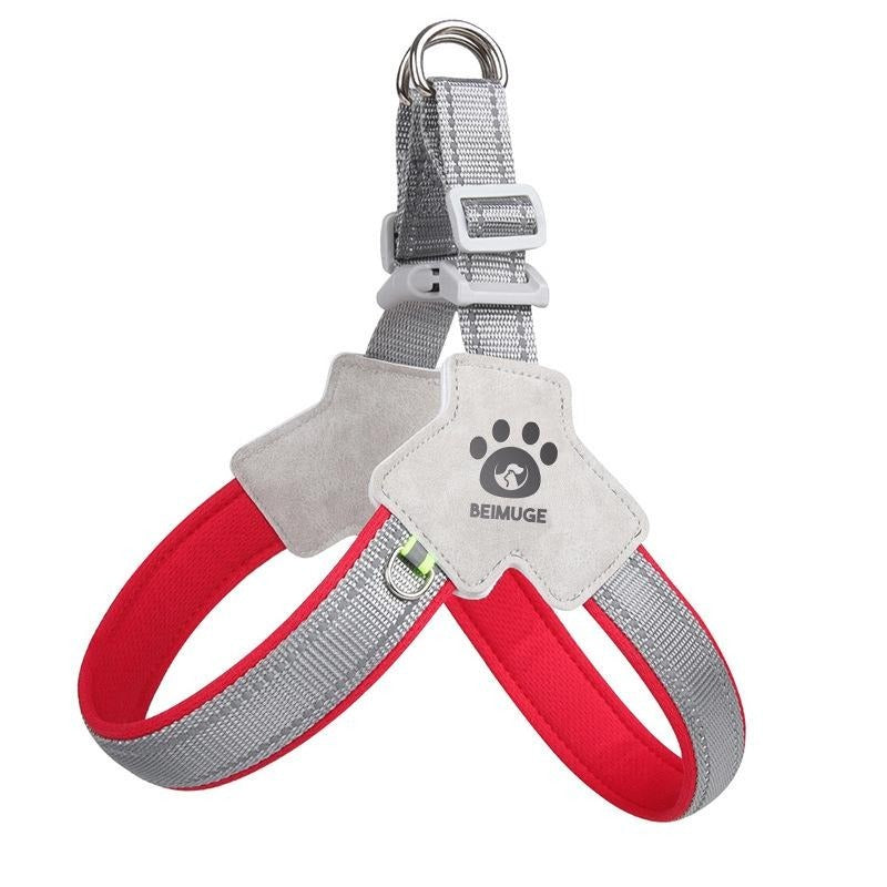 Adjustable No-Pull Pet Harness with Leather Leash – Comfortable & Reflective