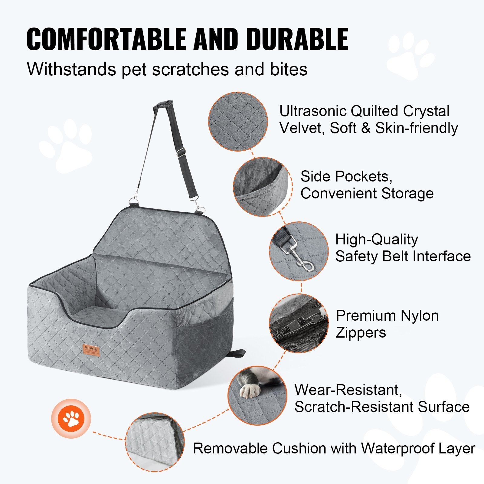 Dog Booster Car Seat – Medium/Large Dogs, Gray