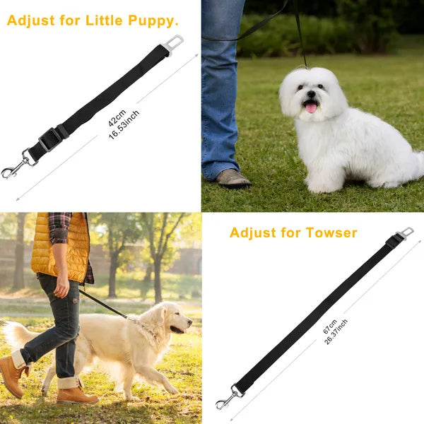 Adjustable Pet Seat Belt Leash – 2-Pack Safety Leads for Dogs