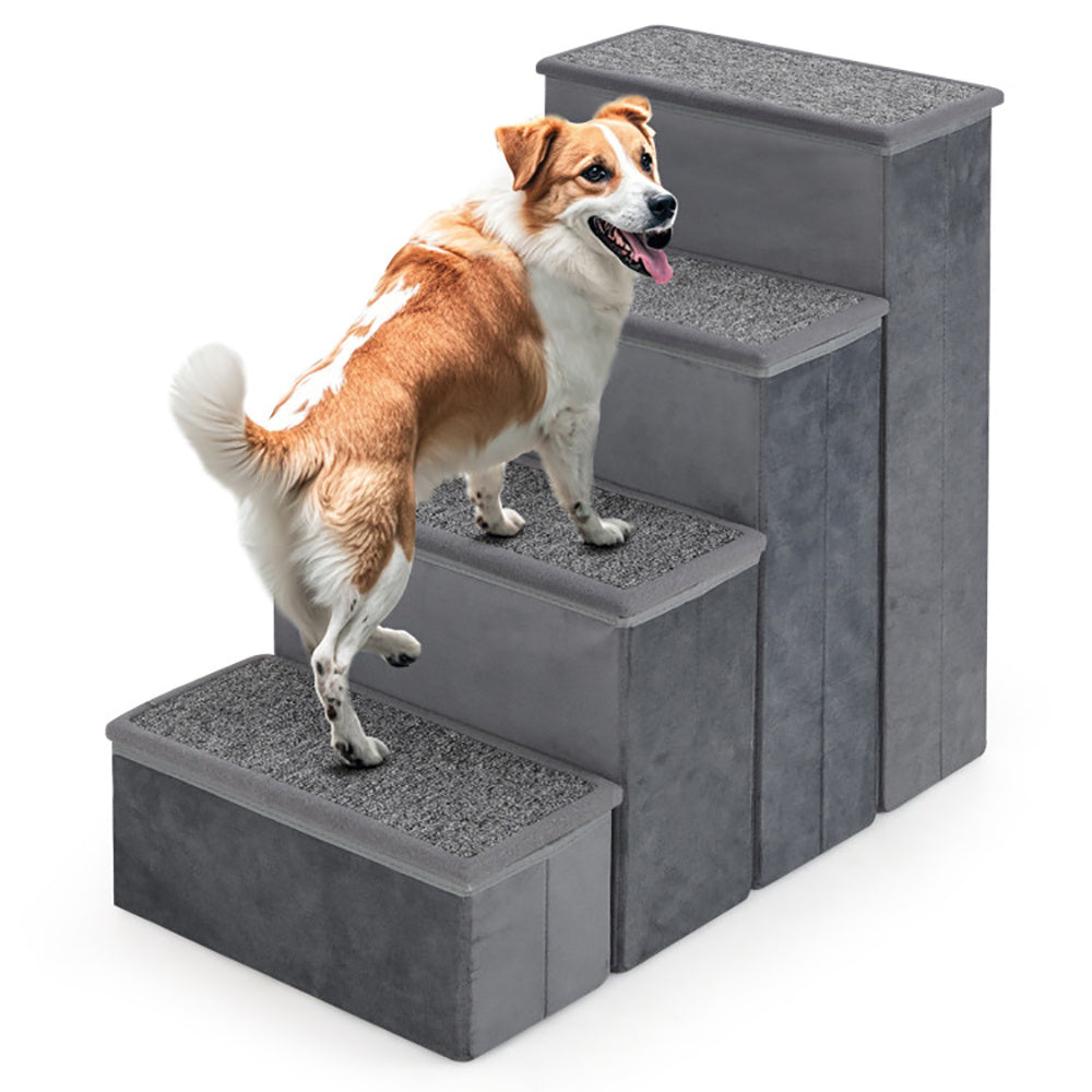 4-Step Foldable Dog Stairs with Adjustable Height