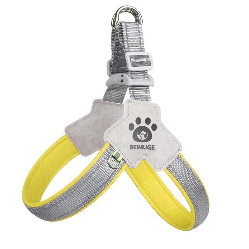 Adjustable No-Pull Pet Harness with Leather Leash – Comfortable & Reflective