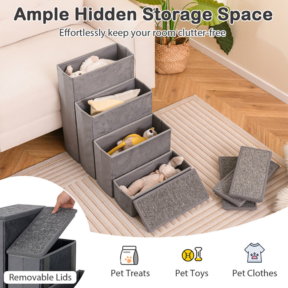 4-Step Foldable Dog Stairs with Adjustable Height