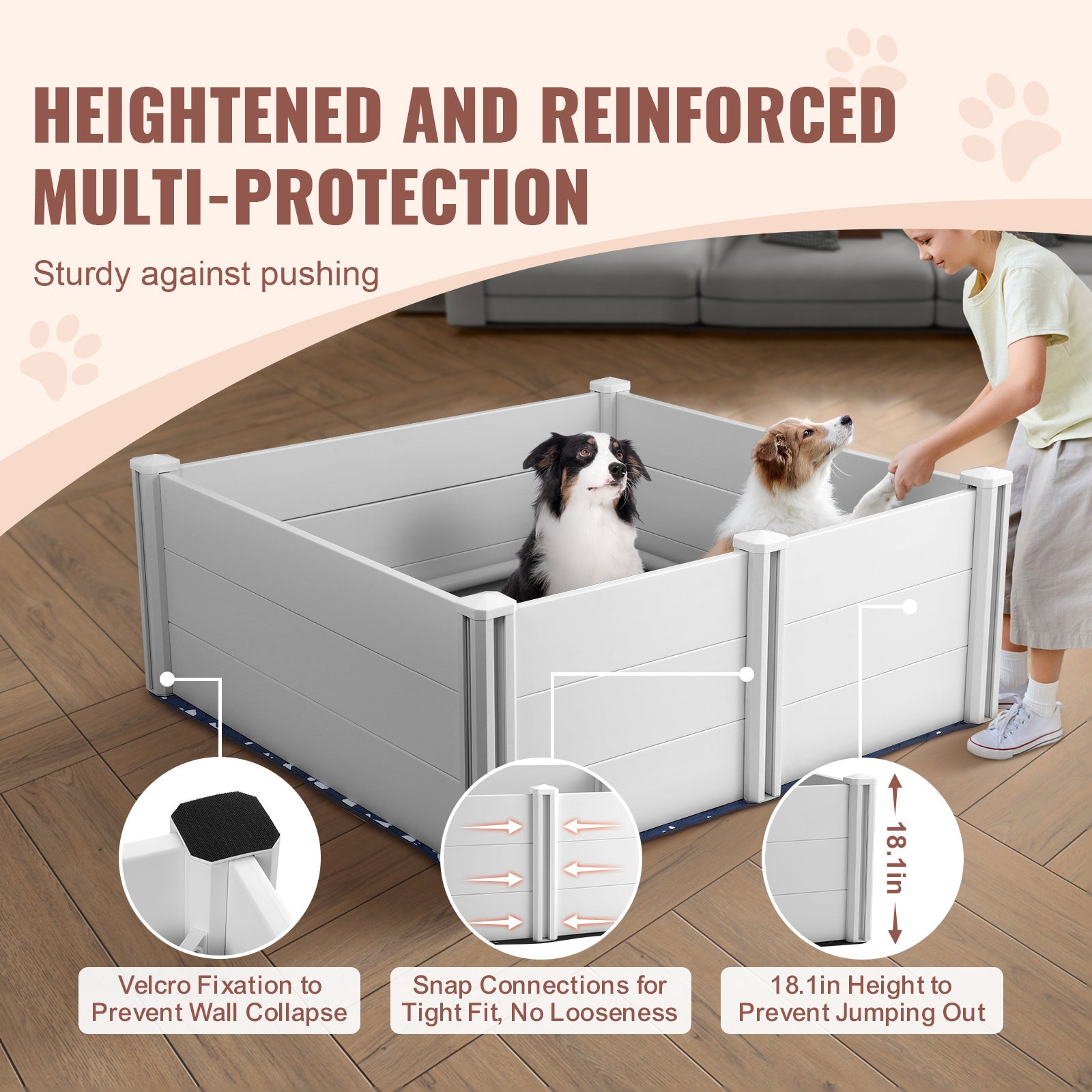 Dog Whelping Box with Rails – 48×48×18.1 in