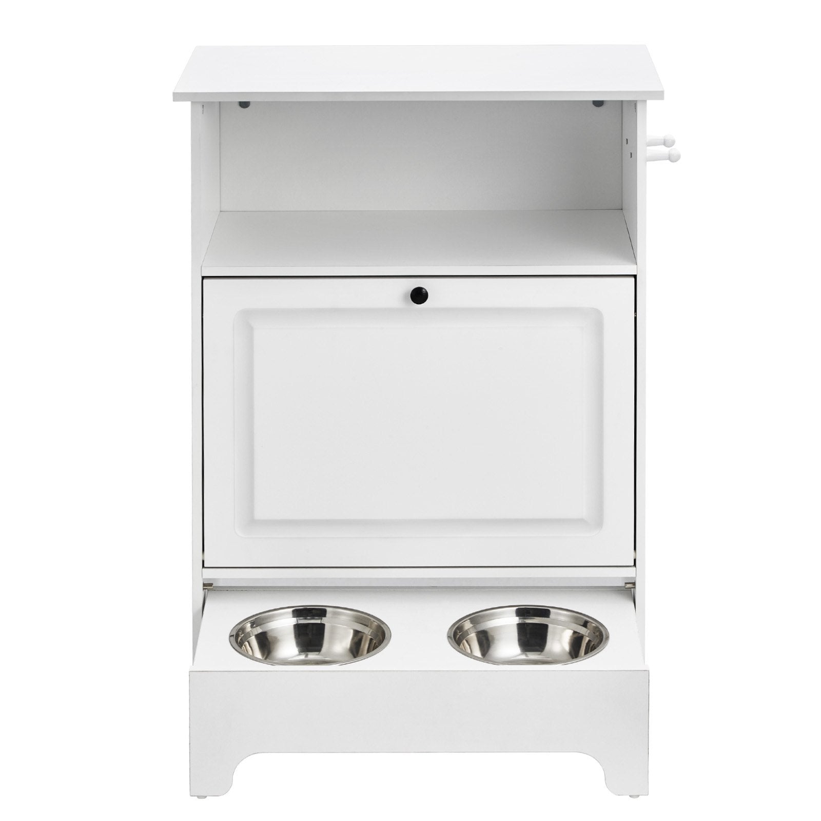Pet Feeding Station with Elevated Bowls & Storage