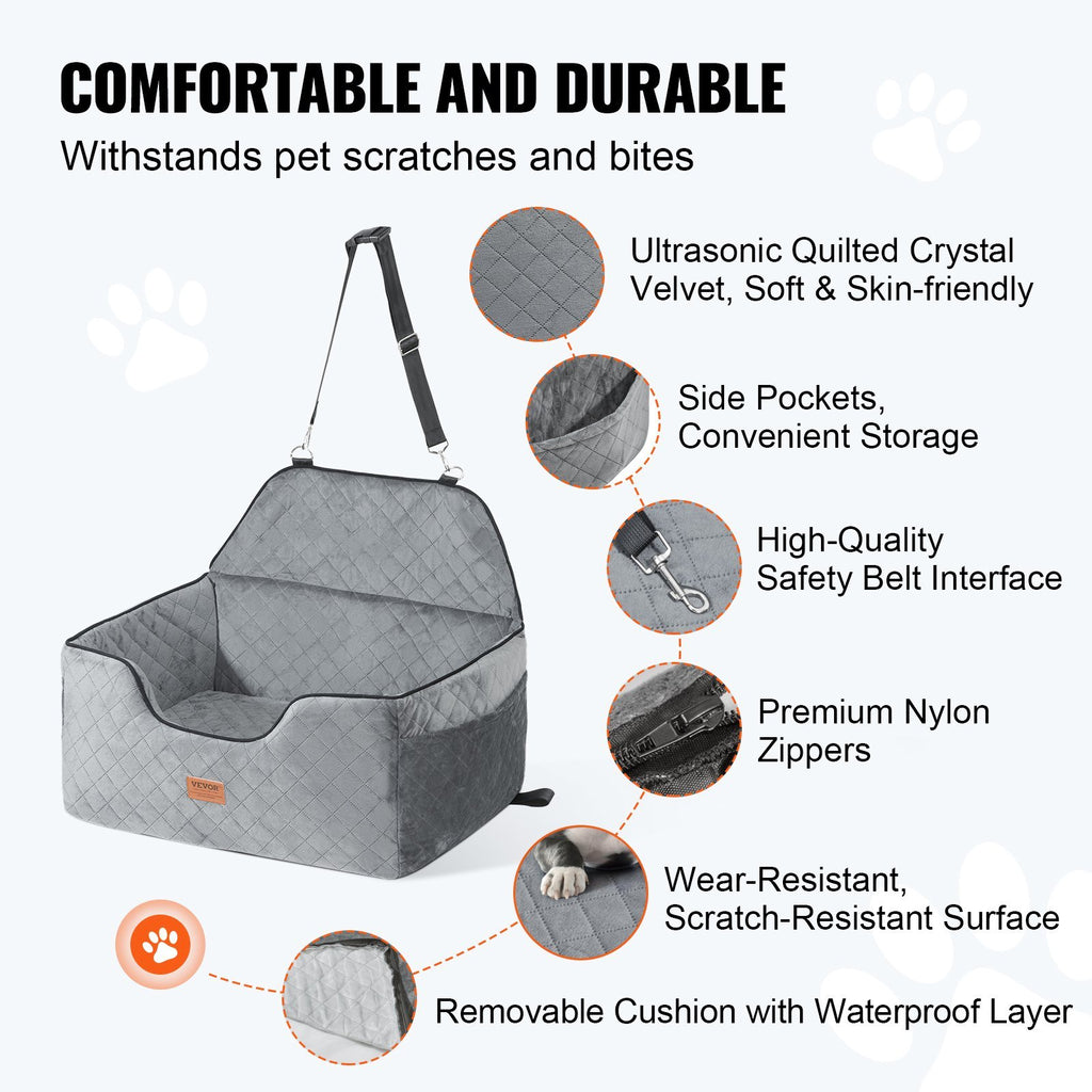 Dog Booster Car Seat – Medium/Large Dogs, Gray