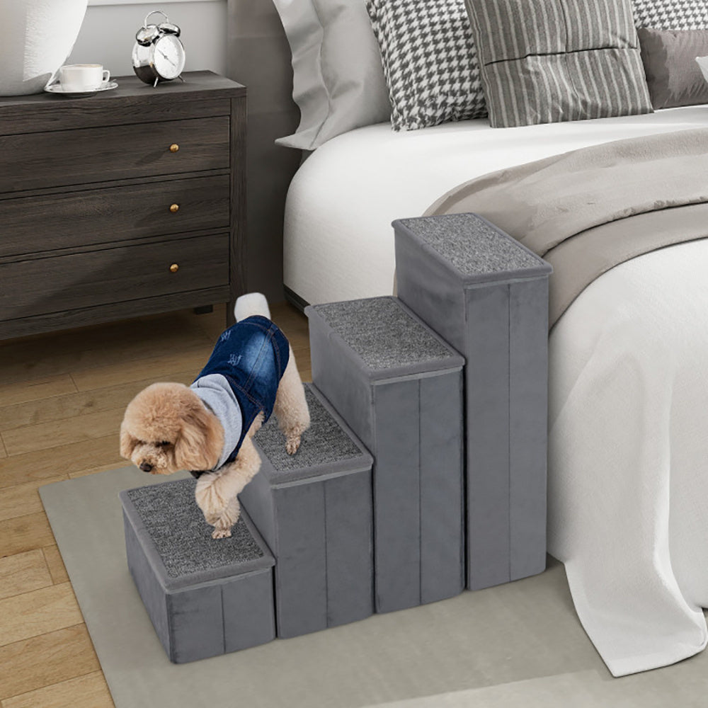 4-Step Foldable Dog Stairs with Adjustable Height