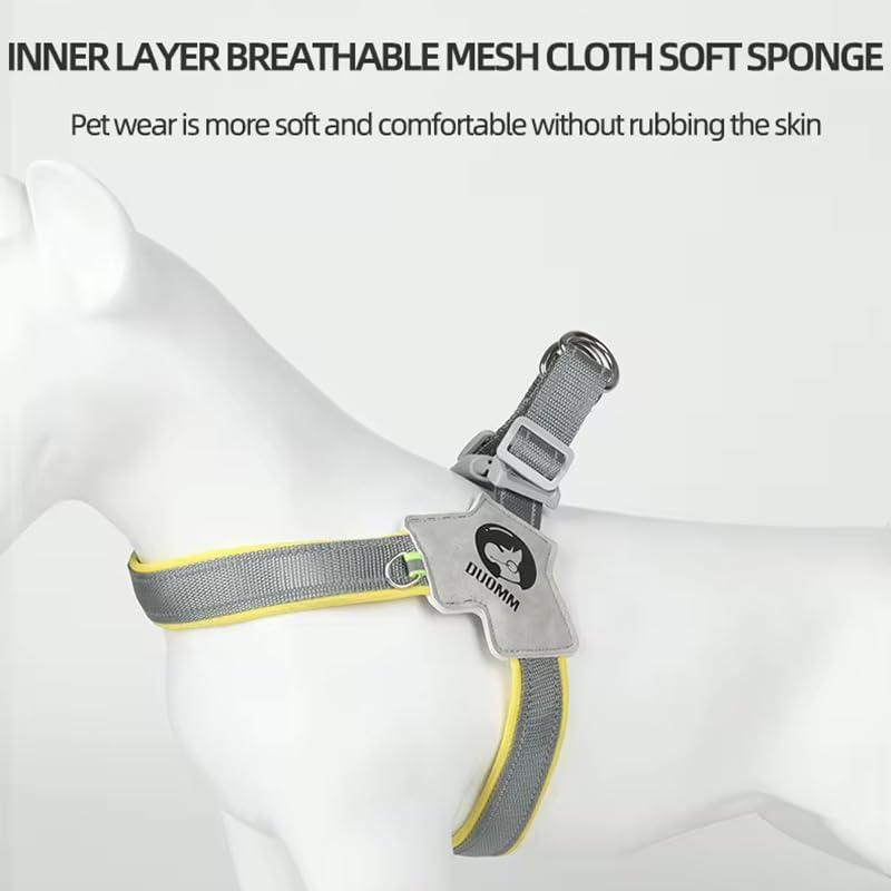 Adjustable No-Pull Pet Harness with Leather Leash – Comfortable & Reflective